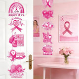 Breast Cancer Awareness Door Banners, Pink Ribbon Porch Signs Decor