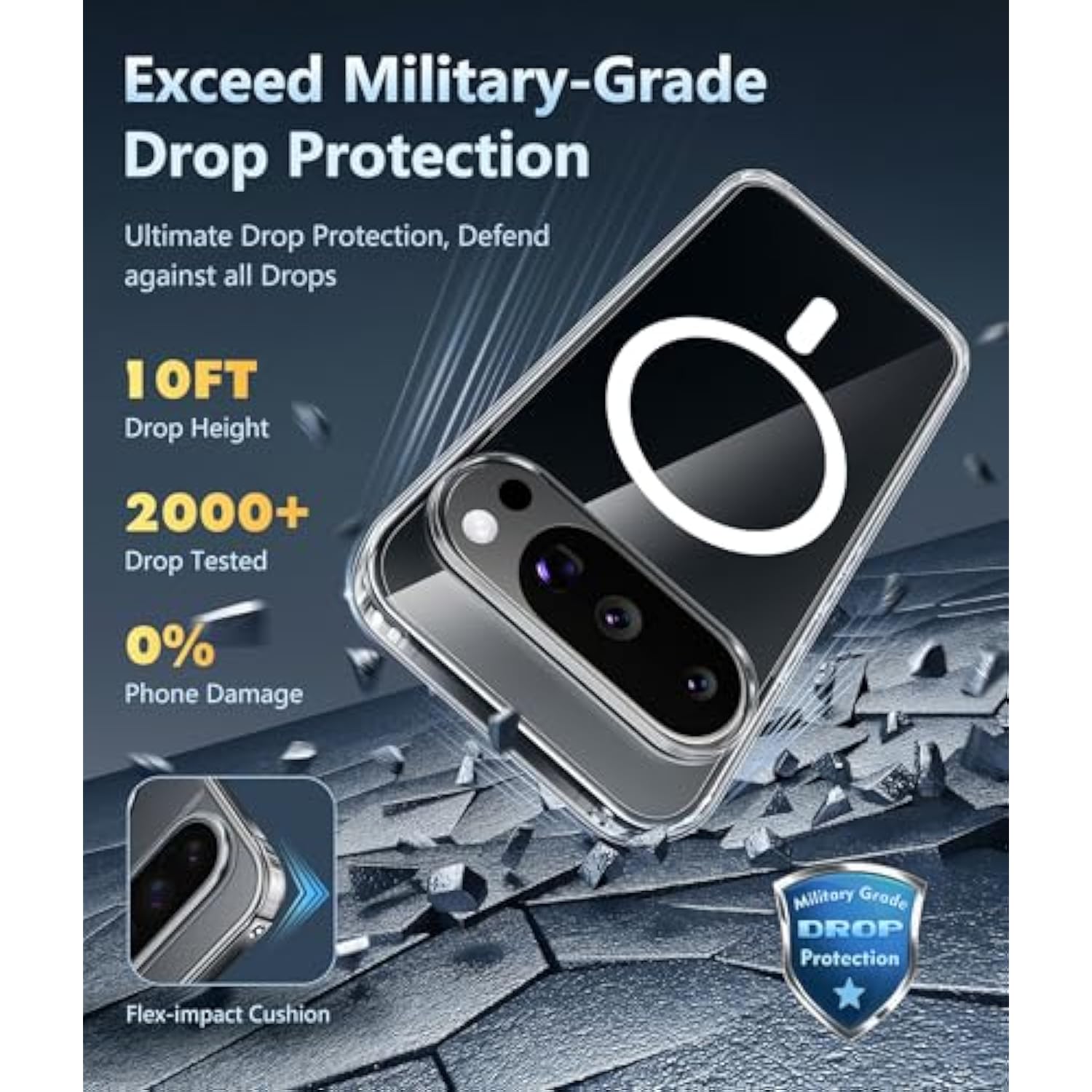Google Pixel 9 Pro XL Clear Case: Magnetic, Military-Grade, Shockproof, Anti-Yellowing