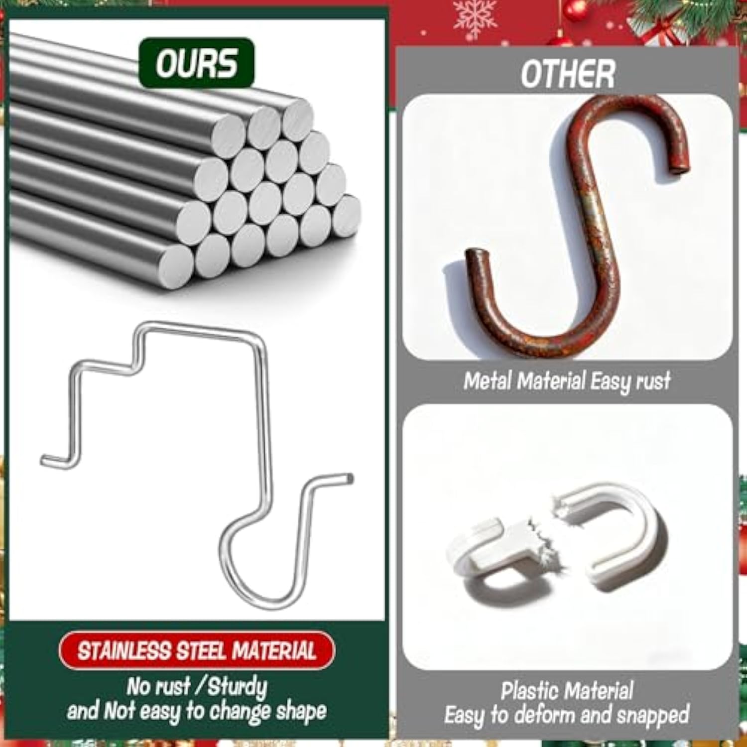 60 Pcs Gutter Light Hooks Outdoor Metal Gutter Clips Gutter Guards Christmas Light Hooks Clips Stainless Steel Gutter Hooks For Outdoor Halloween Christmas Lights Decoration