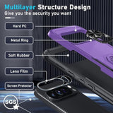 For Google Pixel 9/9 Pro Case With Screen Protector+Camera Lens Protector,Heavy Duty Shockproof Full Body Phone Cover Built In Metal Ring Holder Kickstand,2024 Lavender