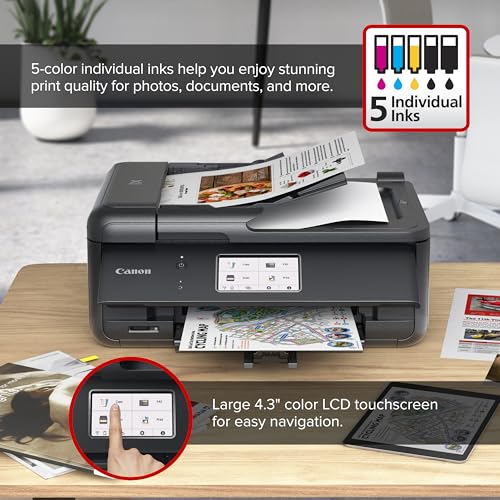 Pixma Tr8620A - All-In-One Printer Home Office|Copier|Scanner|Fax|Auto Document Feeder | Photo, Document | Airprint , Android, Black, Works With Alexa