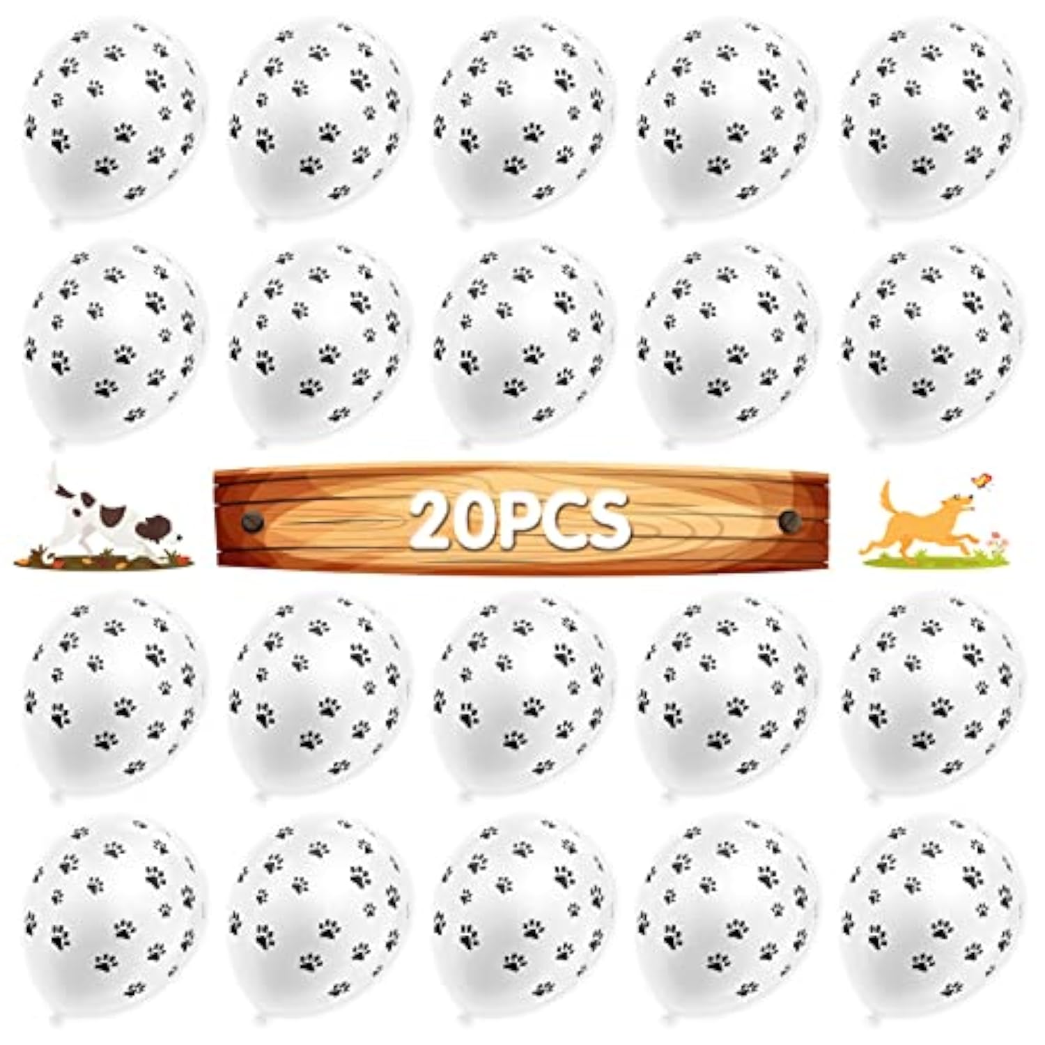 20 Pieces Dog Paw Balloons Funny Paw Print Balloons Pet Latex Balloons For Children'S Birthday Western Cowboy Farm Party Decoration Supplies
