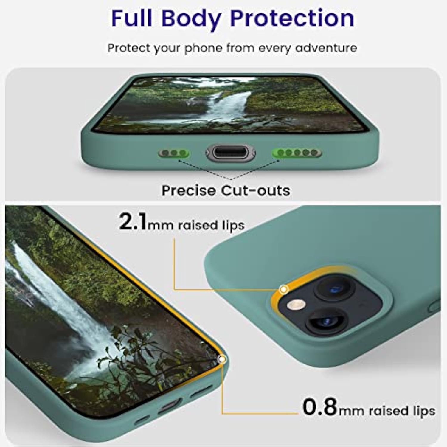 Designed For Iphone 14 Case, Silicone Shockproof Slim Thin Phone Case For Iphone 14 6.1 Inch (Pine Green)