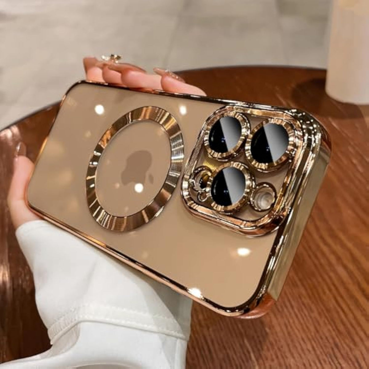 Magnetic Case For Iphone 16 Pro Max 6.9" Compatible With Magsafe, Military-Grade Protection, With Camera Protector, Clear Scratch-Resistant Back Cover For Iphone 16 Pro Max - Gold