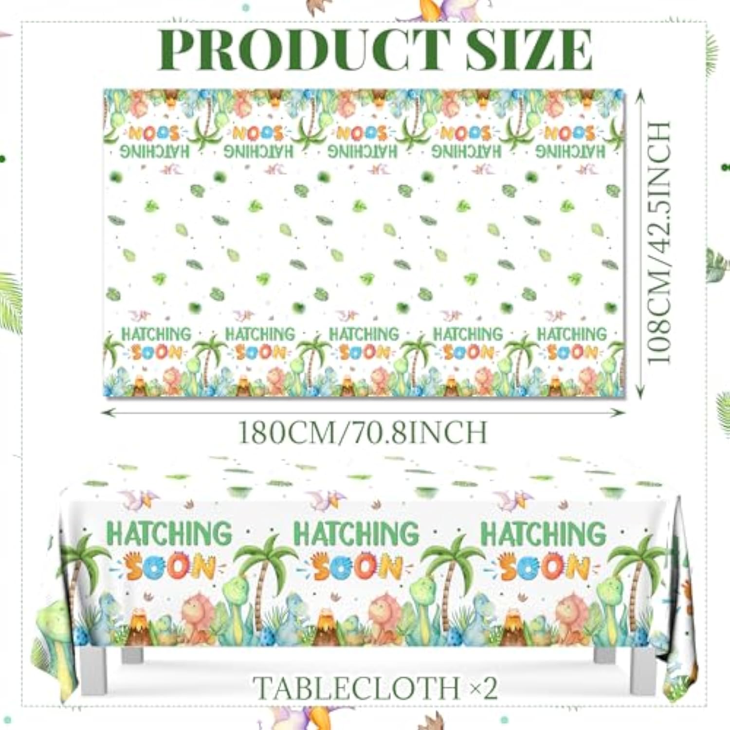 3Pieces Dinosaur Baby Shower Decorations Tablecloth, Hatching Soon Tablecover Disposable, It'S A Boy Party Supplies Tablecloth For Boy Baby Shower