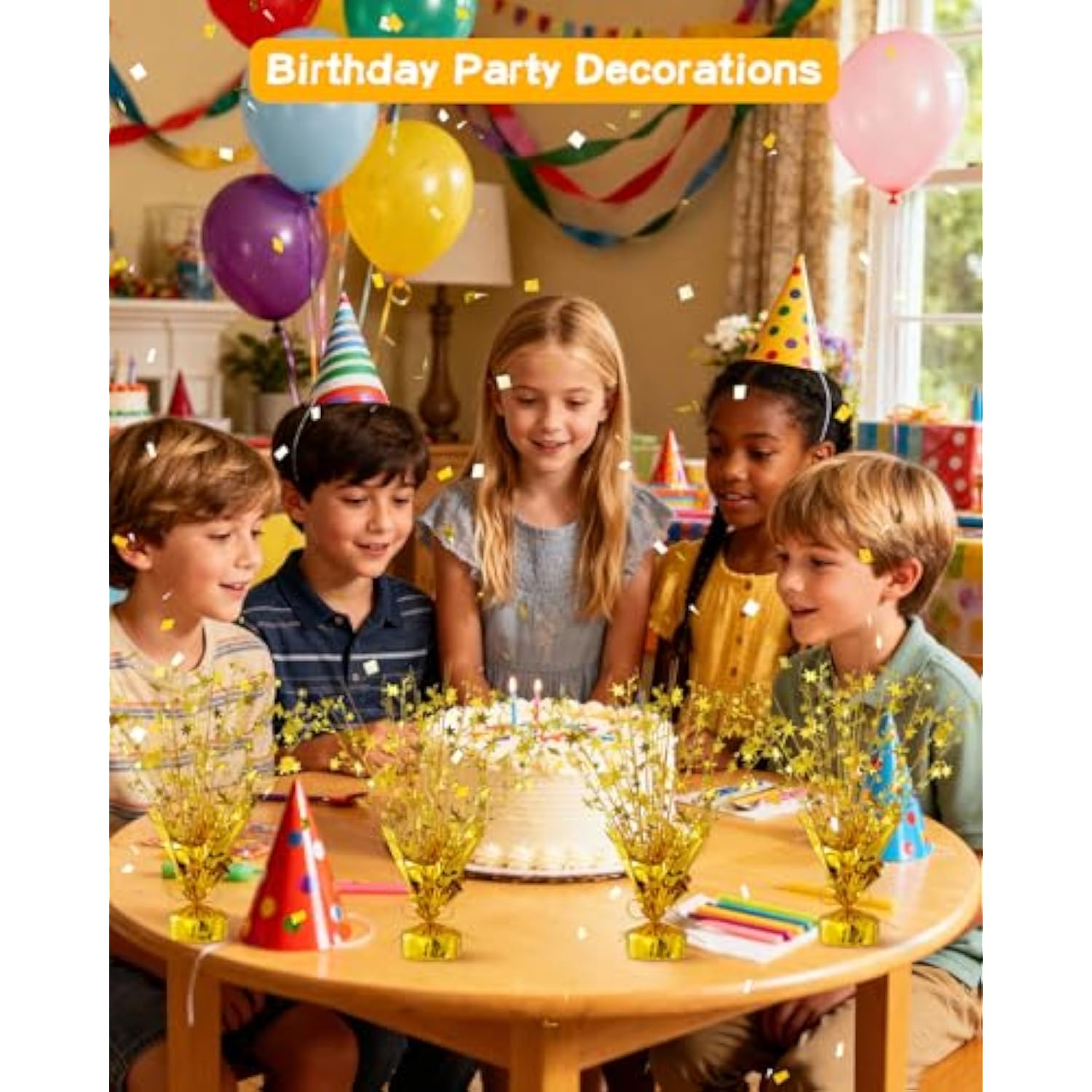 3 Pcs Gold Metallic Foil Star Table Centerpieces Party Decorations