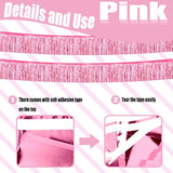 6 Pack 10 Feet Foil Fringe Garland Metallic Tinsel Streamers Banner Wall Hanging Curtain Backdrop Banner For Parade Floats, Thanksgiving, Christmas, Birthday, Halloween Party Decorations(Pink)