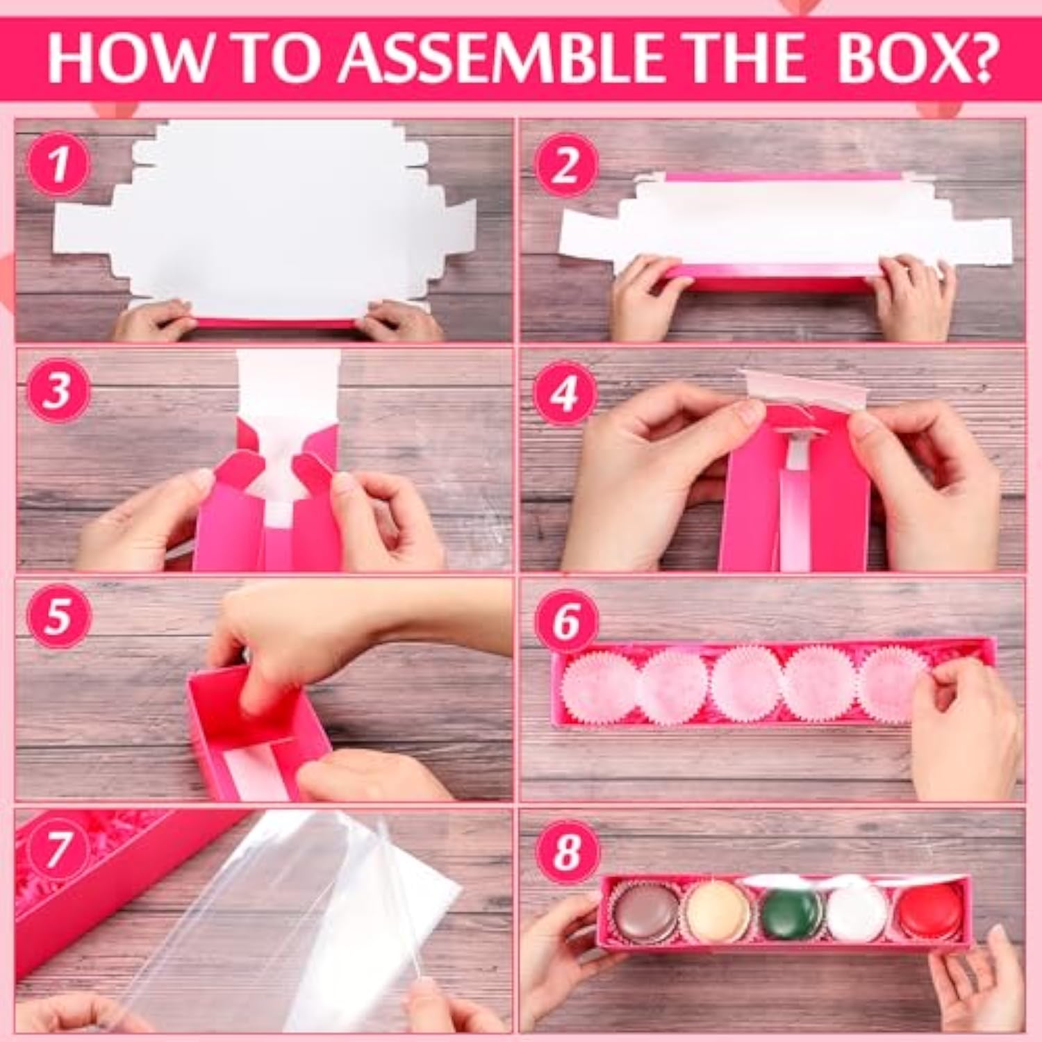 40 Sets Valentine Chocolate Strawberries Boxes With Clear Window 250 Pcs Paper Food Trays 4 Bags Raffia Bakery Macaron Boxes Disposable Serving Trays Gifts 12 X 2. 2 X 2 Inches(Rose Red)