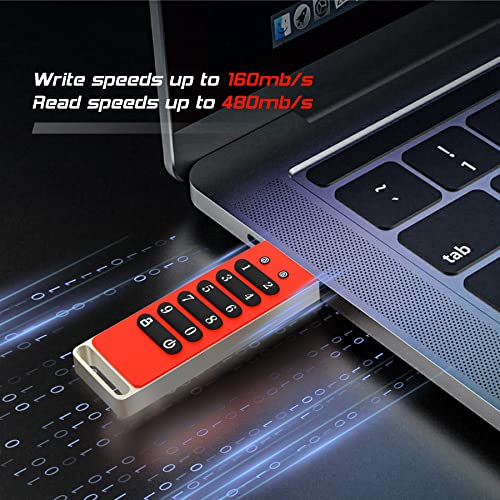 Innplus Secure Flash Drive 256-Bit, 64Gb Encrypted Usb 3.0 Flash Drive, Password Protected, Compatible For Mac/Windows/Linux/Embedded System - Orange