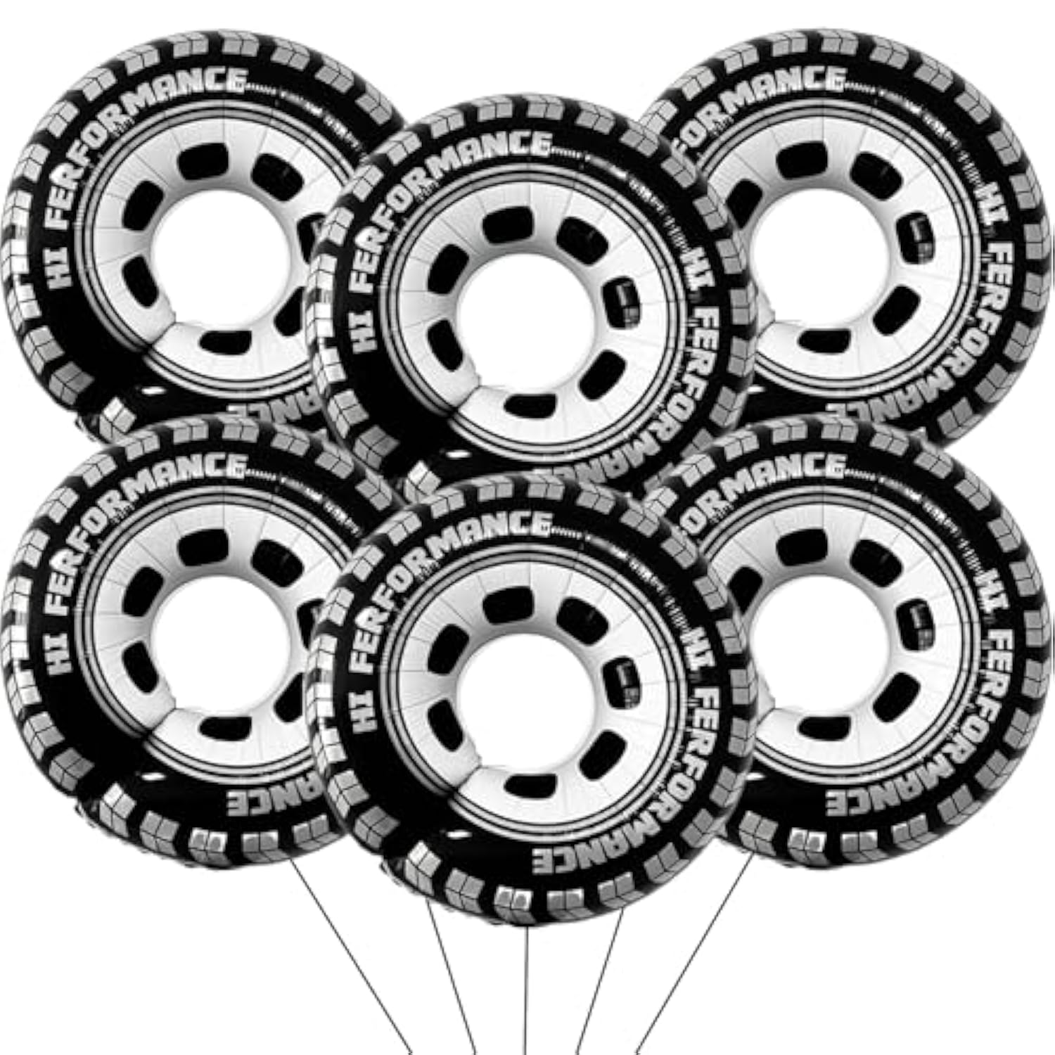 30 Inch Wheel Balloons, Race Car Tire Balloons, Racing Cars Wheels Theme Birthday Party Decorations Supplies For Men And Boys 6Pcs