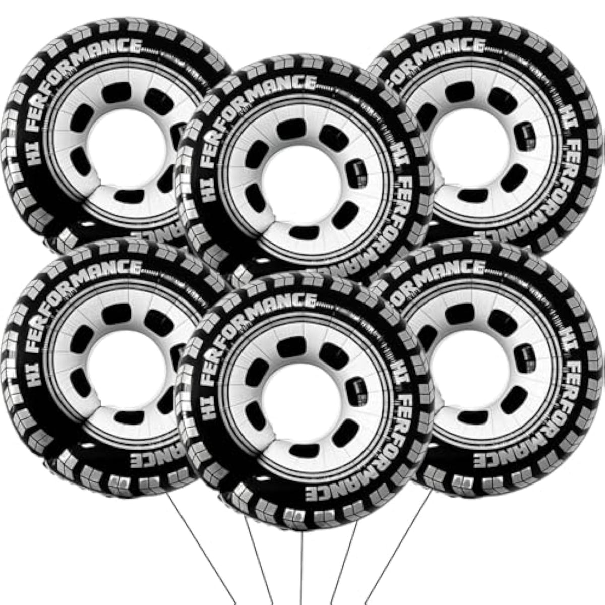 30 Inch Wheel Balloons, Race Car Tire Balloons, Racing Cars Wheels Theme Birthday Party Decorations Supplies For Men And Boys 6Pcs