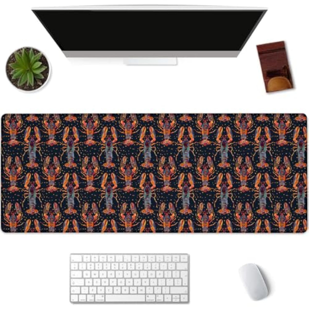 Bright Lobster Gaming Mouse Pad, Art Animal Mousepads For Gaming Home Office Work, Extended Mats Computer Keyboard Laptop, 31.5×11.8 Inch Large Desk Mat With Non-Slip Rubber Base