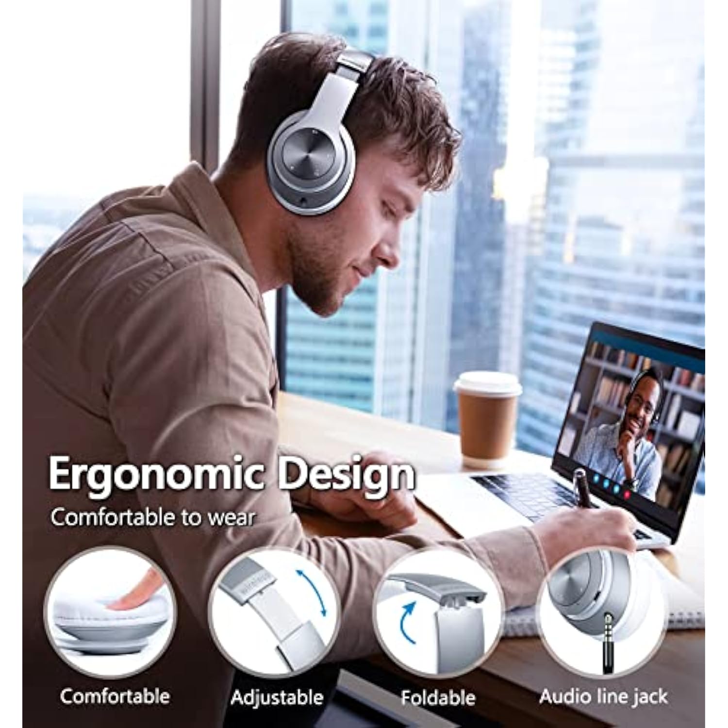 Headphones Wireless Bluetooth,60 Hours Playtime Foldable Lightweight Bluetooth Headphones Wireless Over Ear Wired Hifi Stereo With 6 Eq Modes, Deep Bass Adjustable Headset With Mic, Fm, Tf For Adults