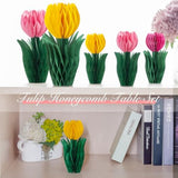 8Pcs Flower Party Decorations Tulips Honeycomb Centerpieces 3D Tulips Centerpieces For Tables Pink White Table Toppers Birthday Boho Wedding Party Decorations Girl Baby Shower (Tulips-02)