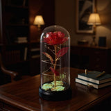 Eternal Glass Rose In Display Dome | Glass Flower With Colorful Base, A Perfect Romantic Gift For Valentine'S Day, Mother'S Day, Birthday & Christmas For Her