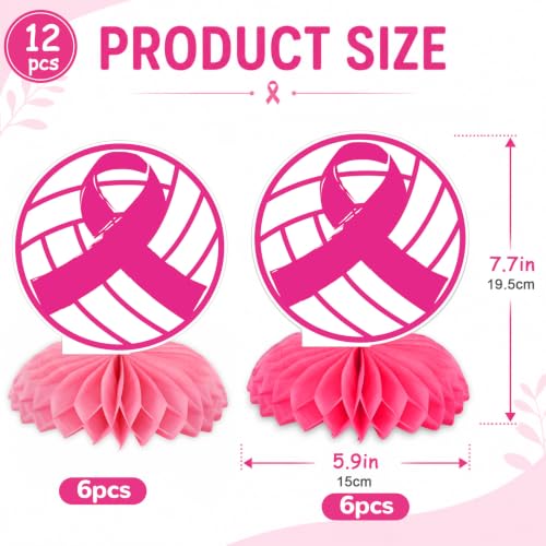 12 Pcs Pink Bow Volleyball Centerpieces Breast Cancer Awareness Decorations
