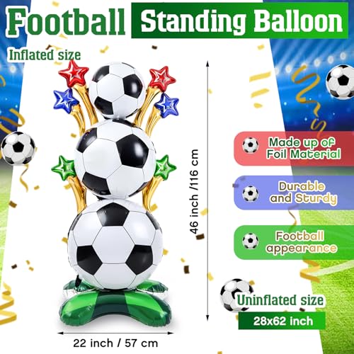 2 Pcs 3.5 ft Giant Soccer Foil Balloons, Soccer and Stars