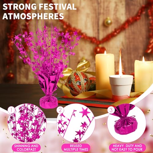 6 Pack Metallic Foil Spary Centerpieces for Tables, Hot Pink Centerpieces for Tables Decorations, Star Brust Table Centerpieces for Birthday Graduation Wedding Baby Shower Party