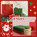 100 Pcs Red And Green Christmas Gift Bags Kraft Paper Bags With Handles Holiday Gift For Wedding Baby Shower Bridal Shower Shopping Party Favor Business (4 Size)
