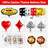 Casino Theme Party Balloons 19pcs Red Black Gold Poker Vegas Decorations