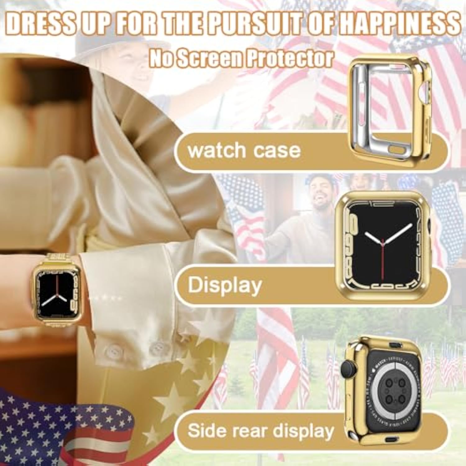 40Mm Cover Environmental Soft Flexible Tpu Anti-Scratch Lightweight Protective 40Mm Iwatch Case Compatible With Apple Watch Series 7 Series 6/Se/5/4 Series 3/2/1 - Gold