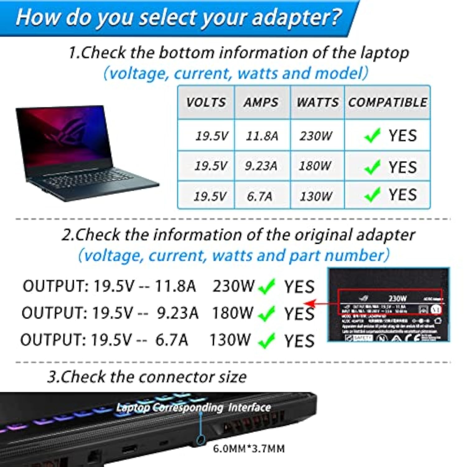 For Asus 230W Charger, Asus Tuf Rog Charger For Zephyrus Gx701Gx Gx701Gw Gx701