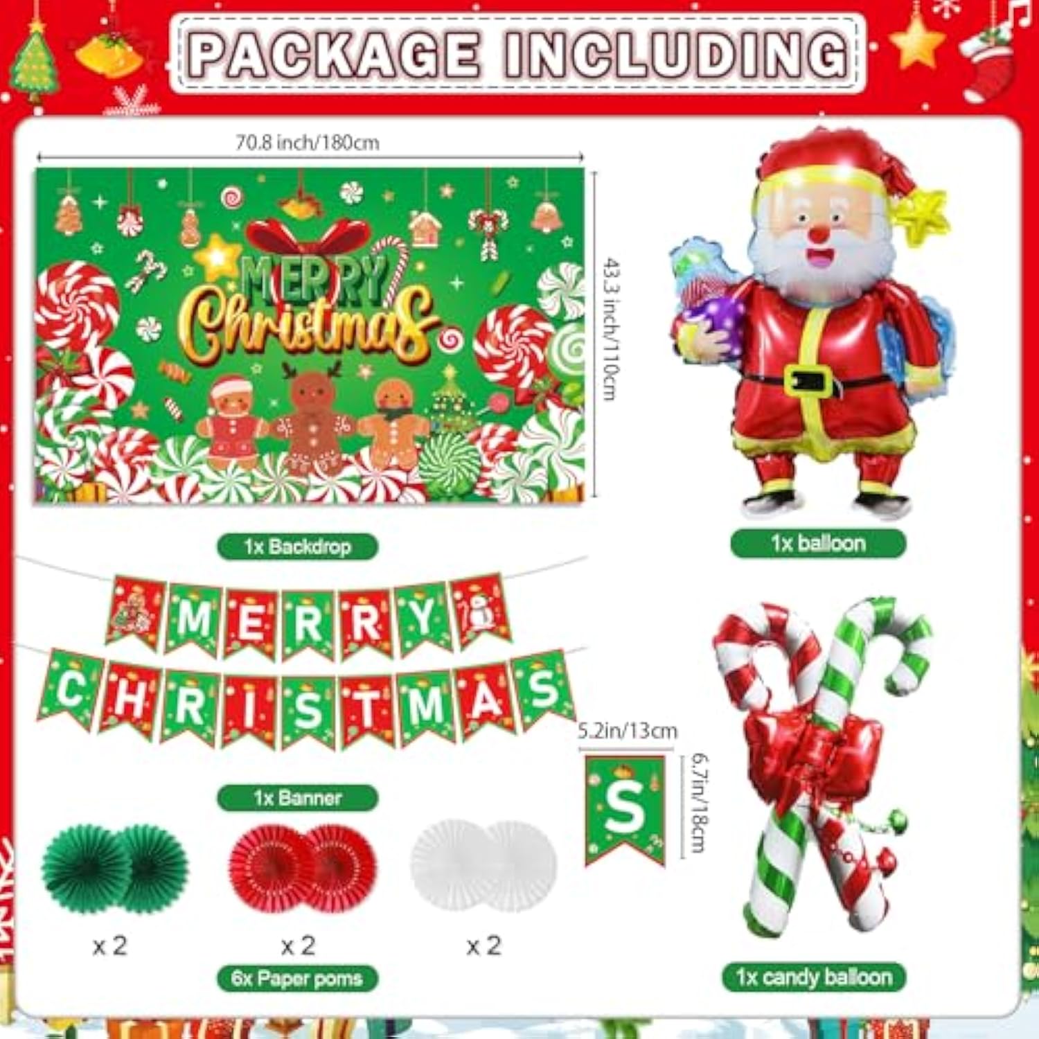 Merry Christmas Decorations Merry Christmas Banner Christmas Party Decorations Christmas Backdrop