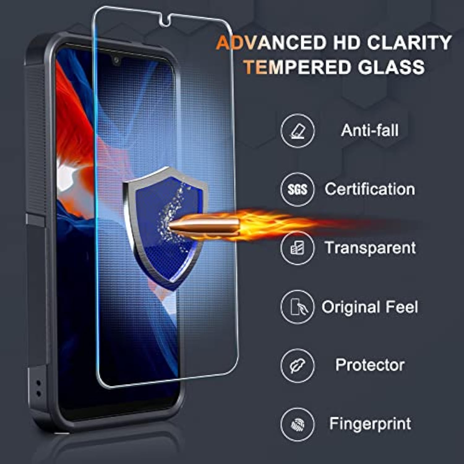 Case For Samsung Galaxy A25, Full Body Heavy Duty Rugged Shockproof Protective Phone Cover With Lanyard Strap, Tempered Glass Screen Protector, Black Matte