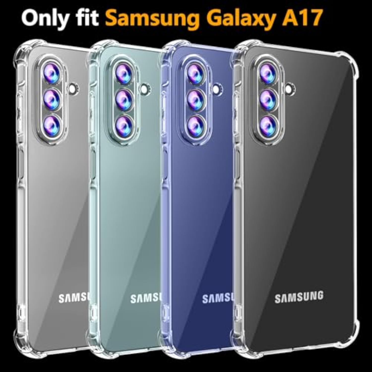Samsung Galaxy A17 5G Clear Phone Case with Tempered Glass Screen Protector, Soft Flexible TPU Slim Fit Shockproof Phone Cover for Women Men Girls Boys