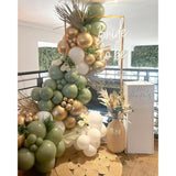 Sage Green Balloon Garland Kit,138Pcs Sage Green Balloons With White Metallic Gold Confetti Balloons For Wedding Birthday Party Baby Shower Party Background Decoration