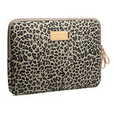 XSKN 13 inch Yellow Cheetah Zipper Canvas Fabric Stylish Leopard's Spots Print Style Laptop Sleeve for MacBook/Dell/HP/Lenovo/Sony/Toshiba/Acer/Samsung/Haier etc.