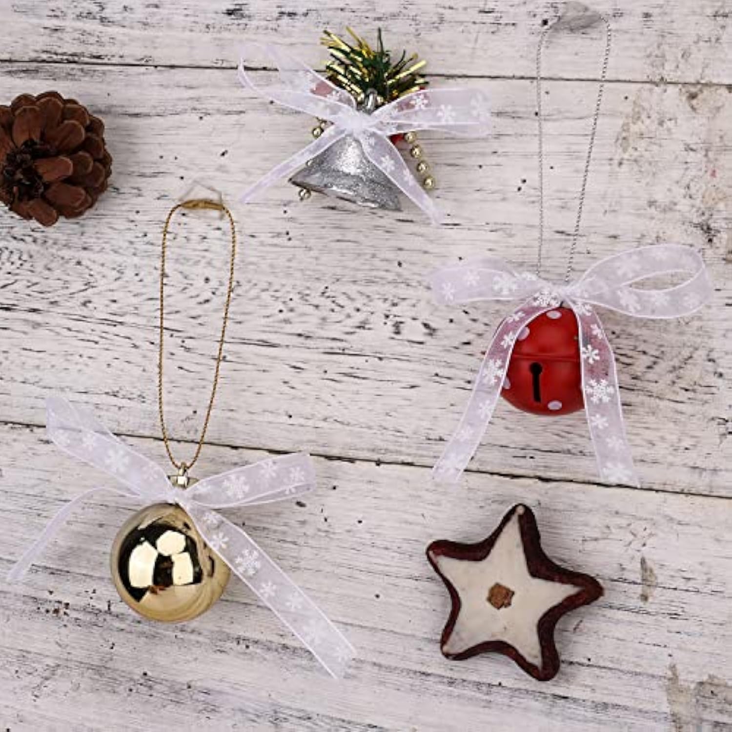 Christmas Ribbon 22Yards X 3/8Inch, Narrow White Snowflake Ribbon Chri