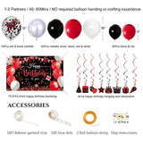 Red And Black Birthday Decorations, Red Black White Silver Balloons Ar