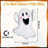 6 Pack White Ghost Foil Balloons Halloween Party Decorations Trick or Treat Decor