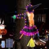 Halloween Decorations Outdoor, Solar Witch, Orange Purple