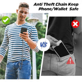 Anti Theft Phone Lanyard Belt, 19.6" Heavy Duty Metal Chain With 2 Pack Phone Patch For All Smartphones, Pants Chain For Wallets, Keys