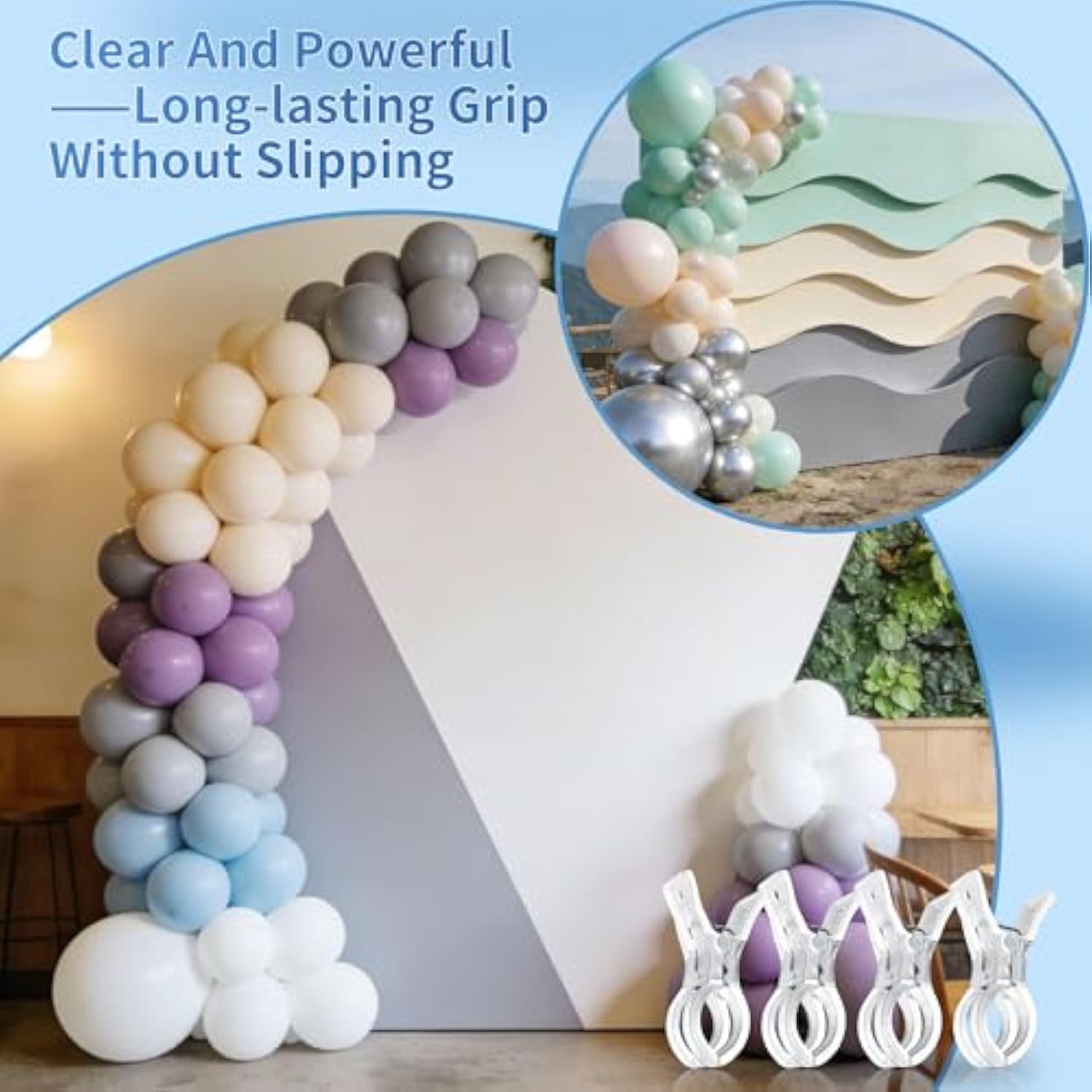 24 Pack Balloon Arch Clips For Backdrop | Plastic Transparent Spring Clamps | 3.5 Inch Heavy Duty Clip For Backdrop Stand | Birthday Wedding Decoration | Photography Studio | Crafts | Clothing