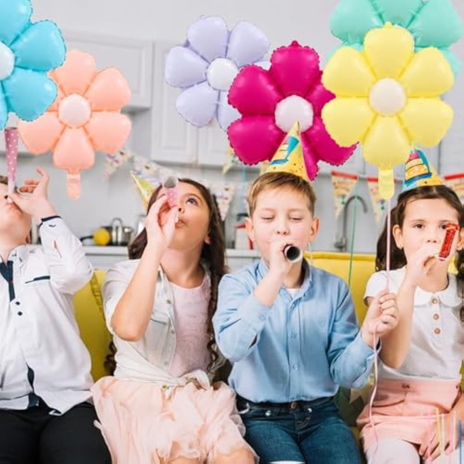 12 Pcs Daisy Balloons Flower Balloons Flower Theme Party Supplies Baby Shower Girls Birthday Party Wedding Decoration