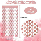 2 Pack 3.2Ft X 6.6Ft Valentine'S Day Metallic Foil Fringe Curtain, Rose Gold Heart Shape Tinsel Curtains Streamers Photo Props Backdrop For Valentine'S Day Engagement Wedding Party Decorations…
