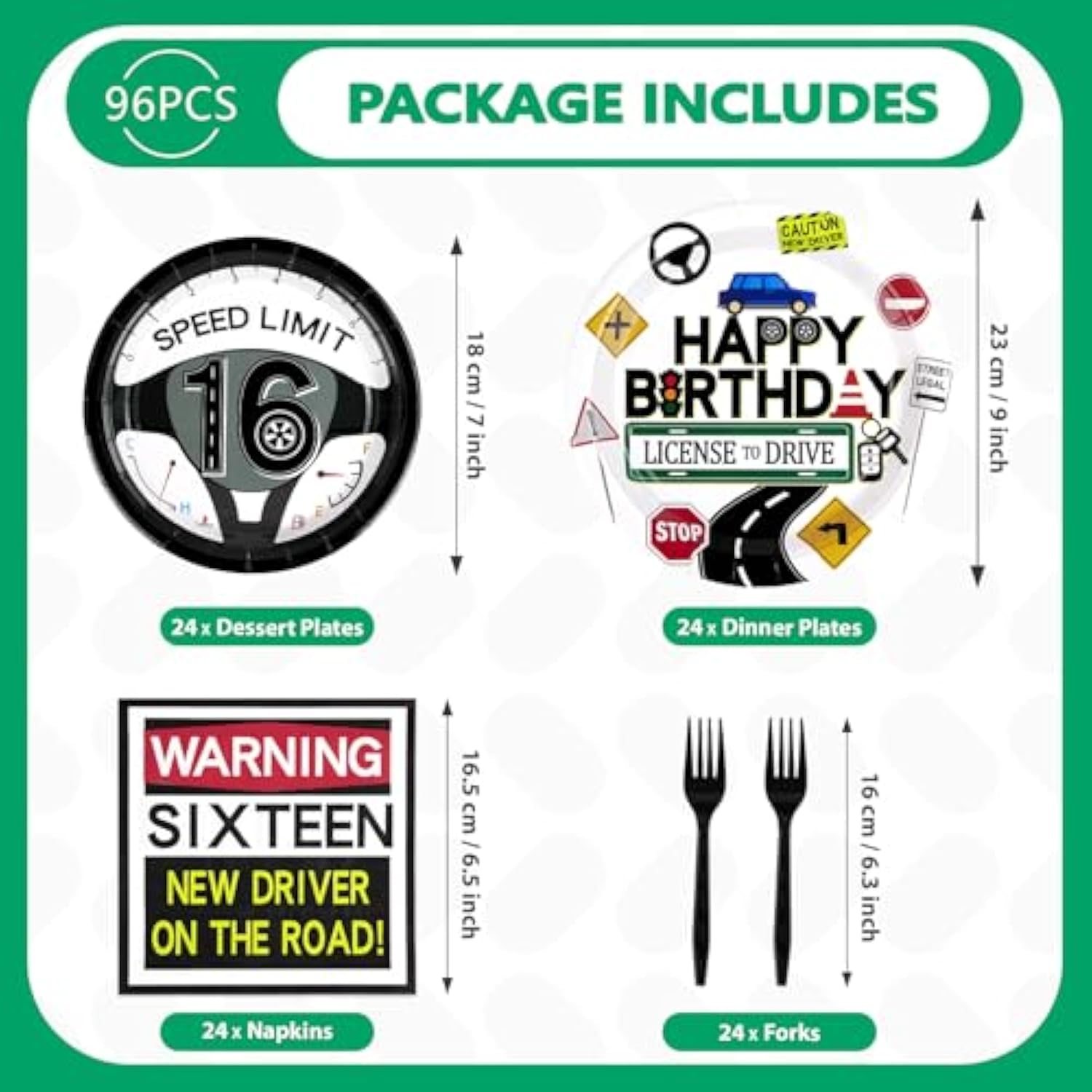 98Pcs Drivers License 16Th Birthday Party Decorations For Boys New Driver Car Road 16Th Birthday Plates And Napkins Tablecloth Tableware Sets For Learner Driver 16 Years Old Party Favors Serves 24