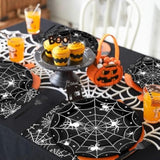 96pcs Halloween Spider Web Tableware Disposable Plates Napkins Forks Party Supplies Serves 24
