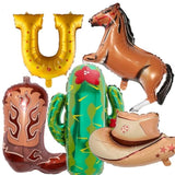 Western Balloons 5Pcs Cowboy Hat, Horse, Cactus & Boots for Rodeo Party Decor