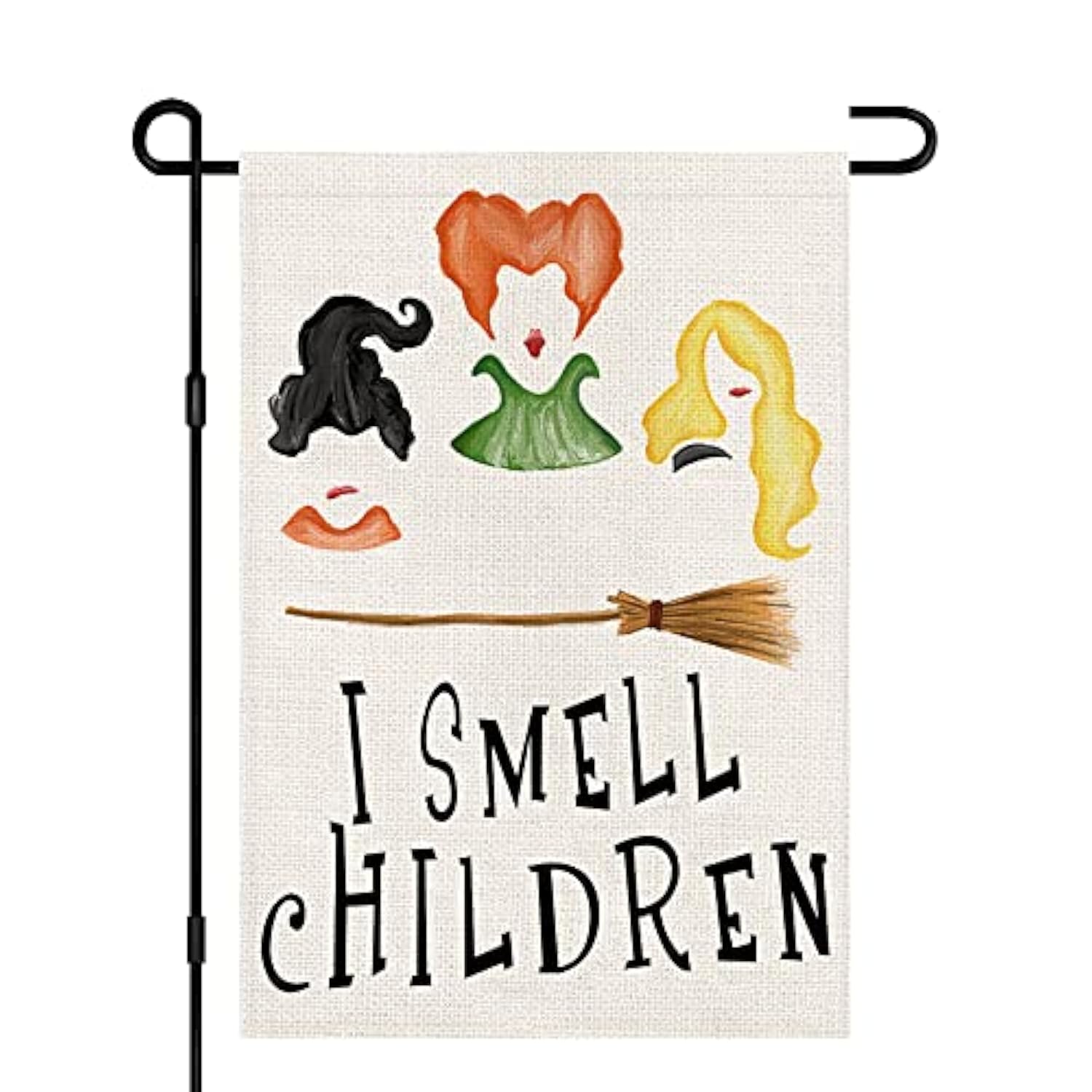 I Smell Children Halloween Garden Flag 12x18 Burlap Ghost Sanderson Sisters Decor