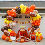 Fall Football Balloon Arch Kit Orange Brown Garland with Banner for Sports Party Decor