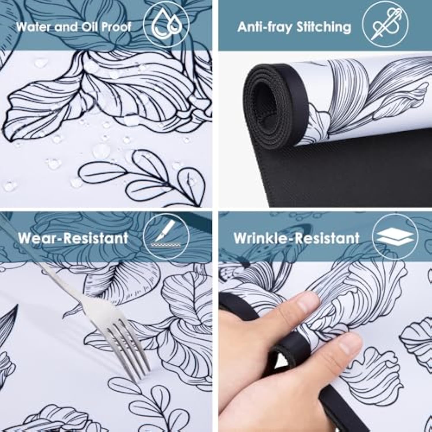 Black Large Extended Mouse Pad, Beautiful Flowers Plants, Waterproof Mouse Mat For Home And Office, Gaming Mousepad Laptop Keyboard Mat With Nonslip Base, Stitched Edges (31.5"X11.8"X0.12")