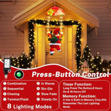 Christmas Lights Outdoor Indoor, Santa Claus Parachute Led Lights, 8 Modes & Timer Christmas Decorations Lights Outside
