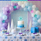 Winter Wonderland Decorations, Frozen Birthday Party Backdrop, Blue Purple Snowflake Foil Fringe Curtain Tinsel Streamers Photo Booth Props For Christmas Baby Shower Home Decor, 3Pcs