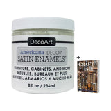 Americana Decor - 8oz Pure White Satin Acrylic Paint for Wall Art & Home Furniture Touch Up - Includes E-book