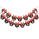 Minnie Themed Happy Birthday Banner Red Bow Polka Dots 1St Birthday Decoration