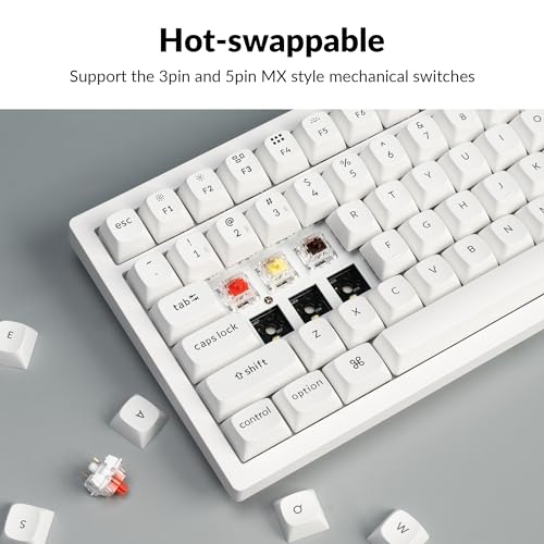 K4 Pro Qmk/Via Bluetooth Wireless Mechanical Keyboard, 96% Layout Custom Programmable Gaming Keyboard With White Backlit, Hot-Swappable K Pro Red Switch For Mac Windows Linux - White